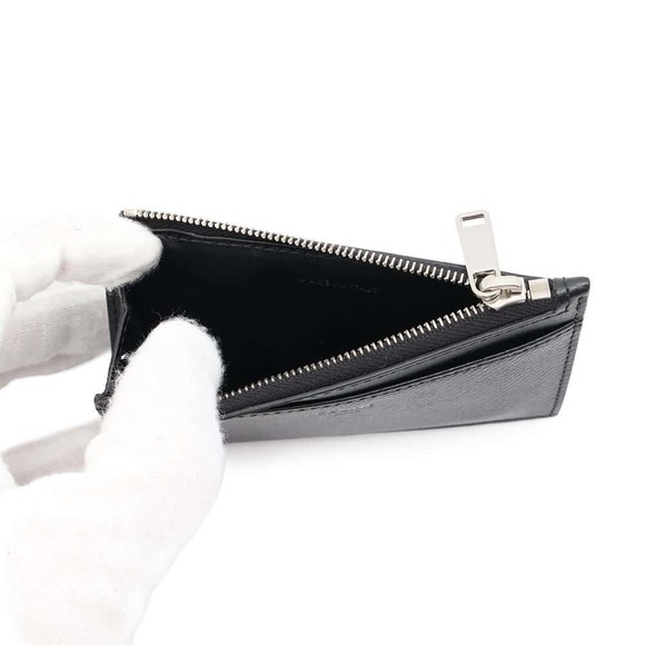 Celine Card Case with Zip Logo Calf Leather Wallet Black Coin - Picture 4 of 12